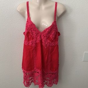 NWT JOHNNY WAS FUSHIA CROCHET CAMI